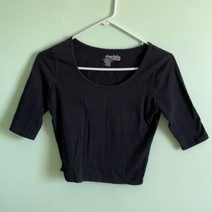 Charlotte Russe Black Long Sleeve Crop Top